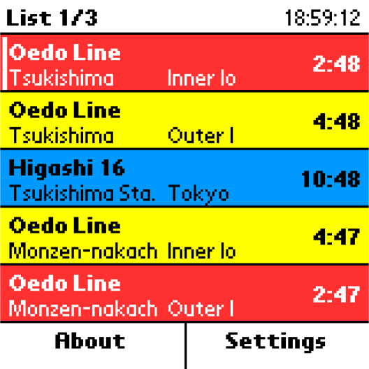 Up to five routes per page, with every wait visible at a glance.